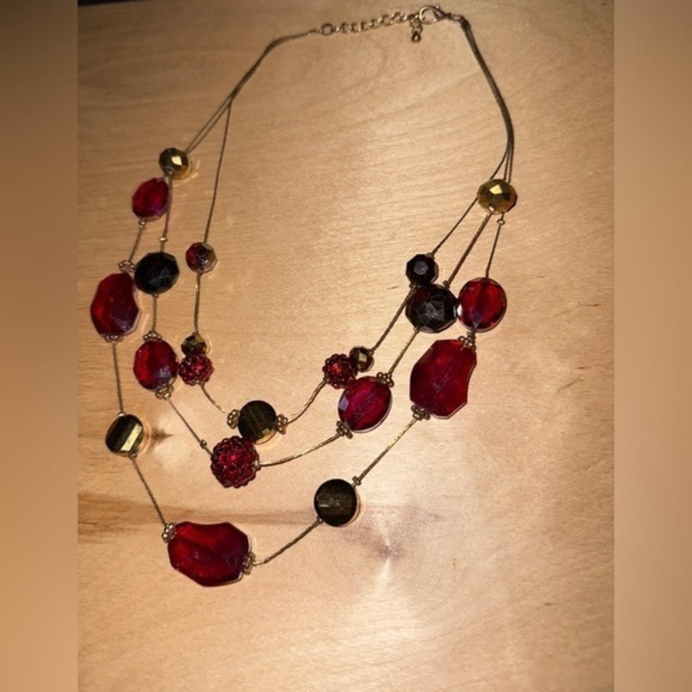 Red and Gold Beaded Necklace